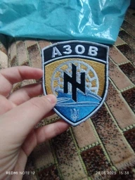Шеврон патч нашивка на липучке Азов на черном фоне, 8см*10см, Светлана-К фото от покупателей 3