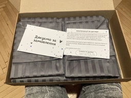 Комплект постільної білизни Moon&Star сімейний 160х220х2 наволочки 2х40х60 Turkish Blue Satin Stripe (MS-820000660) фото від покупців 5