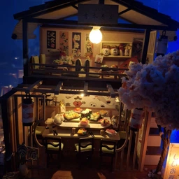 Румбокс HONGDA M2011Z Sakura Sushi House, DIY мініатюрний будиночок японського ресторану з LED-підсвіткою, музичним модулем та захистом від пилу фото від покупців 2