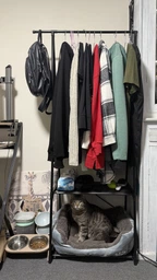 Стойка вешалка для одежды и обуви Coat Rack TW-777 new напольная стальная с полками, на колесах Black фото от покупателей 8