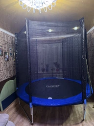 Батут Funfit 8ft (252 см) синий с внешней сеткой и лестницей: до 120 кг, для детей, взрослых, дачи, улицы фото от покупателей 13