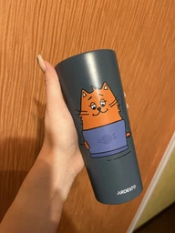 Термокружка ARDESTO Coffee time Red Cat 450 мл Нержавеющая сталь Синий (AR2645CG) фото от покупателей 2