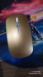 Беспроводная оптическая двухрежимная компьютерная мышка Lem Berger, соединение по Bluetooth и через фишку 2,4GHz, 1600 DPI, с подсветкой, матовая черная, G8159-3, 3309667 фото от покупателей 5