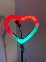 Кольцевая светодиодная led лампа rgb в форме сердца радужная с штативом 2 метра JM33-13 блютуз пультом для селфи блогеров визажистов салонов фотосессий съемки тик тока комплект набор блогера лед кольцо ргб сердечко мультиколор разноцветное 33 см фото от покупателей 4