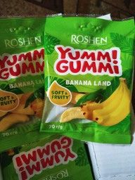 Упаковка жевательных конфет Roshen Yummi Gummi Banana Land 70 г х 22 шт (4823077638459) фото от покупателей 1