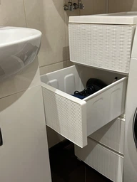 Комод пластиковый на 4 ящика R-Plastic РОТАНГ белый фото от покупателей 4