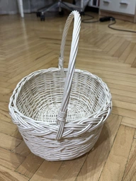 Кошик для пікніка з лози з однією ручкою "Буковина" (маленький) Білий