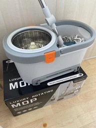 Набор для уборки швабра лентяйка 024/10л центрифуга с отжимом и ведром Scratch Mop складная швабра Серый фото от покупателей 3