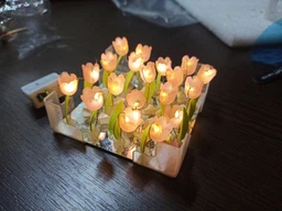Нічник Нескінченні тюльпани в кубі 3D LED збири сам рожевий 10 см фото від покупців 2