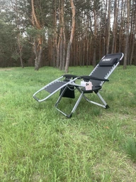 Шезлонг лежак Bonro BG-006 чорний + кишеня (42400580)