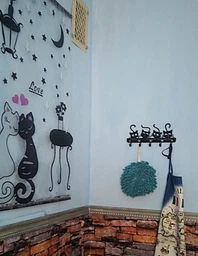 Ключница, вешалка для одежды и аксессуаров Котята, 5 крючков, ширина основания для крючков 25см