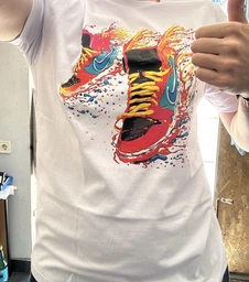 Футболка хлопковая длинная мужская Likey Кеды Nike M150-1746 3XL Белая (2000000069081)
