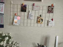 Мудборд держатель для фотографий Wuw 60х30 см белый в комплекте 7 прищепок