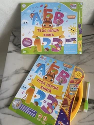 Детский интерактивный планшет азбука Твоя первая книга, музыкальная, геометрические фигуры, цифры, животные, сказки (52047) фото от покупателей 5