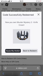 Roblox: Knife Crown - Murder Mystery 2 фото от покупателей 1