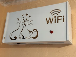 Настенная коробка для роутера Wi-Fi Полка 40*20,5*10 см Белая Котики фото от покупателей 2