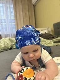 Тканевая шапочка для плавания для детей от 0.7-3 лет, универсальная синего цвета CP-06 №7 фото от покупателей 1