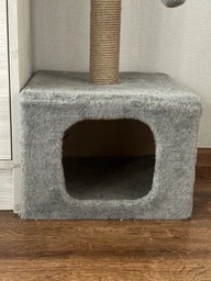 Домик когтеточка для кота дряпка для кошки Мур-Мяу КотэДж 34х34х67 см в джутовой веревке Коричнево-бежевый МТК фото от покупателей 12
