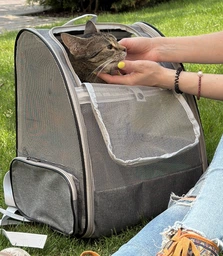 Рюкзак-переноска для кошек и собак 41х28х35 CosmoPet CP-42 Gray фото от покупателей 4