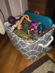Корзина Органайзер для хранения игрушек, белья, одежды, косметики, книг - Бежевый фото от покупателей 7