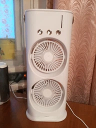 Міні кондиціонер USB подвійний з підсвічуванням 3в1 360° настільний вентилятор компактний для зволоження повітря охолоджувач для кімнати офісу дачі