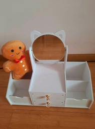 Большой DIY Органайзер для косметики и инструментов для макияжа с зеркалом на 5 секций, с выдвижными ящиками, 40х20х34,5 см, белый (COSM5477WH) фото от покупателей 8