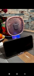 Міні портативний вентилятор USB перезаряджаємий із тримачем для телефона 3 швидкості персональний маленький настільний ручний рожевий фото від покупців 2