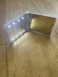 Мини-зеркало с подсветкой для макияжа 8 Led складное Белое Bodasan (HP-3326) фото от покупателей 1