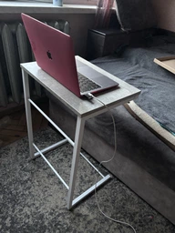 Столик приставной Терри Ferrum-decor 650x440x330 Белый металл ДСП Дуб Сонома 16 мм (TERR011)
