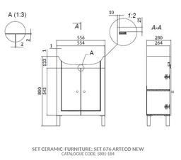 Умивальник підвісний CERSANIT Arteco 550x440x150мм напівкруглий білий K667-024