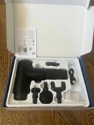 Массажер для тела аккумуляторный Fascial Gun, портативный электрический массажный пистолет с 4 насадками и 6 скоростями, беспроводной вибромассажер для мышц спины, шеи, поясницы, ног и рук Красный KH-032-Red фото от покупателей 2