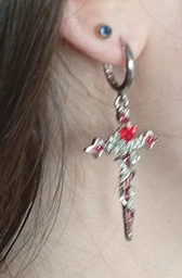 Серьги конго Fashion Jewerly кресты с розой в готическом стиле y2k серебристые (SVS)