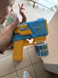 Игрушечный пистолет бластер мыльных пузырей Bubble Gun желто-синий