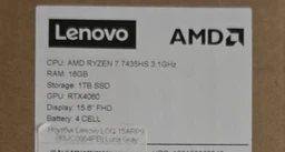 Ноутбук Lenovo LOQ 15ARP9,AMD Ryzen™ 7-7435HS,16/1 TB,GeForce RTX™ 4060,15,6`144hz ,Win 11 Home,Storm Grey фото від покупців 1
