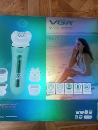 Эпилятор аккумуляторный VGR V-751 SKU-72 с зарядкой от USB и насадками 5 в 1: бритва, пемза, массажёр, щётка, белый