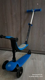 Дитячий триколісний самокат-велобіг Best Scooter PL-422 3 в 1 з сидінням та батьківською ручкою, Блакитний