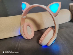 Бездротові навушники з однорогом та вушками Bluetooth Cat STN-27 з мікрофоном MP3 плеєром LED RGB підсвічування Біло-Рожеві фото від покупців 7
