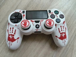 Якісний захисний силіконовий чохол Death Stranding (White/Red) для геймпаду Sony DualShock (PS4) + накладки на стіки
