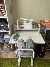 Комплект парта и кресло Evo-Kids BD-24 (стол+стул+полка+лампа) Blue, BD-24 BL фото от покупателей 4
