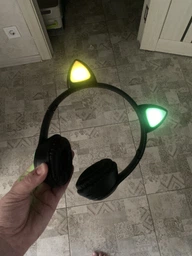 Бездротові навушники з котячими вушками CAT EAR Bluetooth 5.0 + EDR дитячі навушники, ігрові з блютуз гарнітурою і LED підсвічуванням, чорні VIV-23M