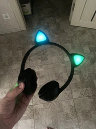 Бездротові навушники з котячими вушками CAT EAR Bluetooth 5.0 + EDR дитячі навушники, ігрові з блютуз гарнітурою і LED підсвічуванням, чорні VIV-23M фото від покупців 2