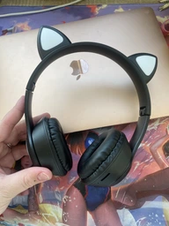 Бездротові навушники з котячими вушками CAT EAR Bluetooth 5.0 + EDR дитячі навушники, ігрові з блютуз гарнітурою і LED підсвічуванням, чорні VIV-23M фото від покупців 5
