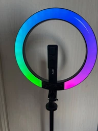Комплект блогера бездротовий RZTK Aura Light Pro (кільцева RGB LED лампа 26 см 12 В / акумулятор 1200 мАгод / штатив 2.3 м Alum / пульт / USB Type-C) фото від покупців 4