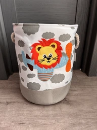 Корзина для игрушек/белья на шнуровке 45х35 см Серый - Лев фото от покупателей 4