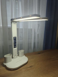 Лампа настольная аккумулятоная двойная LED с часами, календарем, термометром (L16)