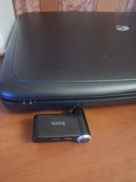 Автомобильный Bluetooth адаптер Hoco E58, BT5.0, 10m, 140mAh, 8h, AUX, mic, black фото от покупателей 1