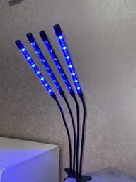 Фітолампа на 4 лампи світлодіодна LED для росту рослин на прищіпці фітосвітильник для кімнатних квітів, розсади, орхідей фіто лампа