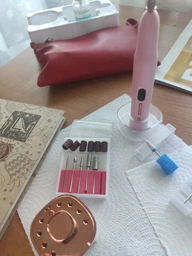 Професійний безпровідний фрезер для манікюру та педикюру Nail Machine 8809 машинка для манікюра та педикюра і УФ лампа + подарунок 12 насадок, голубий фото від покупців 2