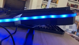 Охлаждающая подставка для ноутбука Hoco DH20 (2USB, 14"-19", 2200 об/мин., 7 углов наклона, RGB подсветка, 10 режимов, держатель для телефона) - Черный
