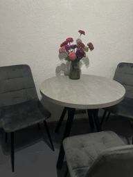 Стол кухонный круглый RoMax Lite 90 см Loft Дуб Эндгрейн/Черный фото от покупателей 10